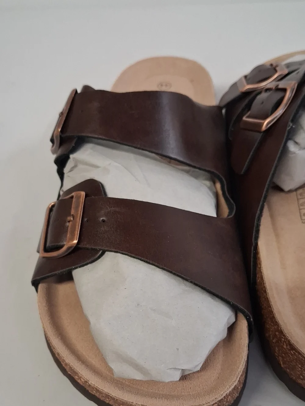 Men's Odoly Cork Footbed Brown Leather Adjustable Buckle Sandals